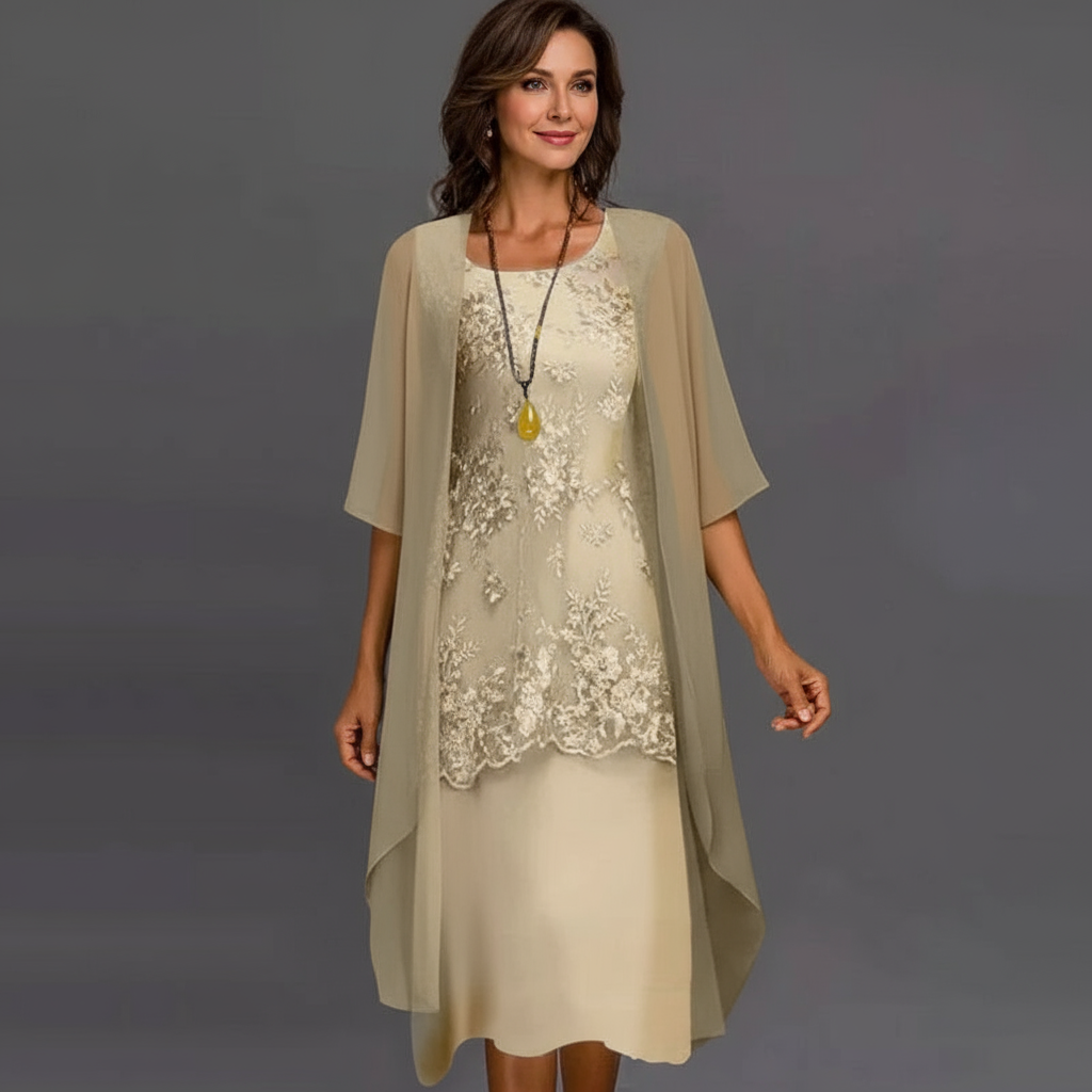 Elegante damesjurk van chiffon met verfijnde pasvorm 