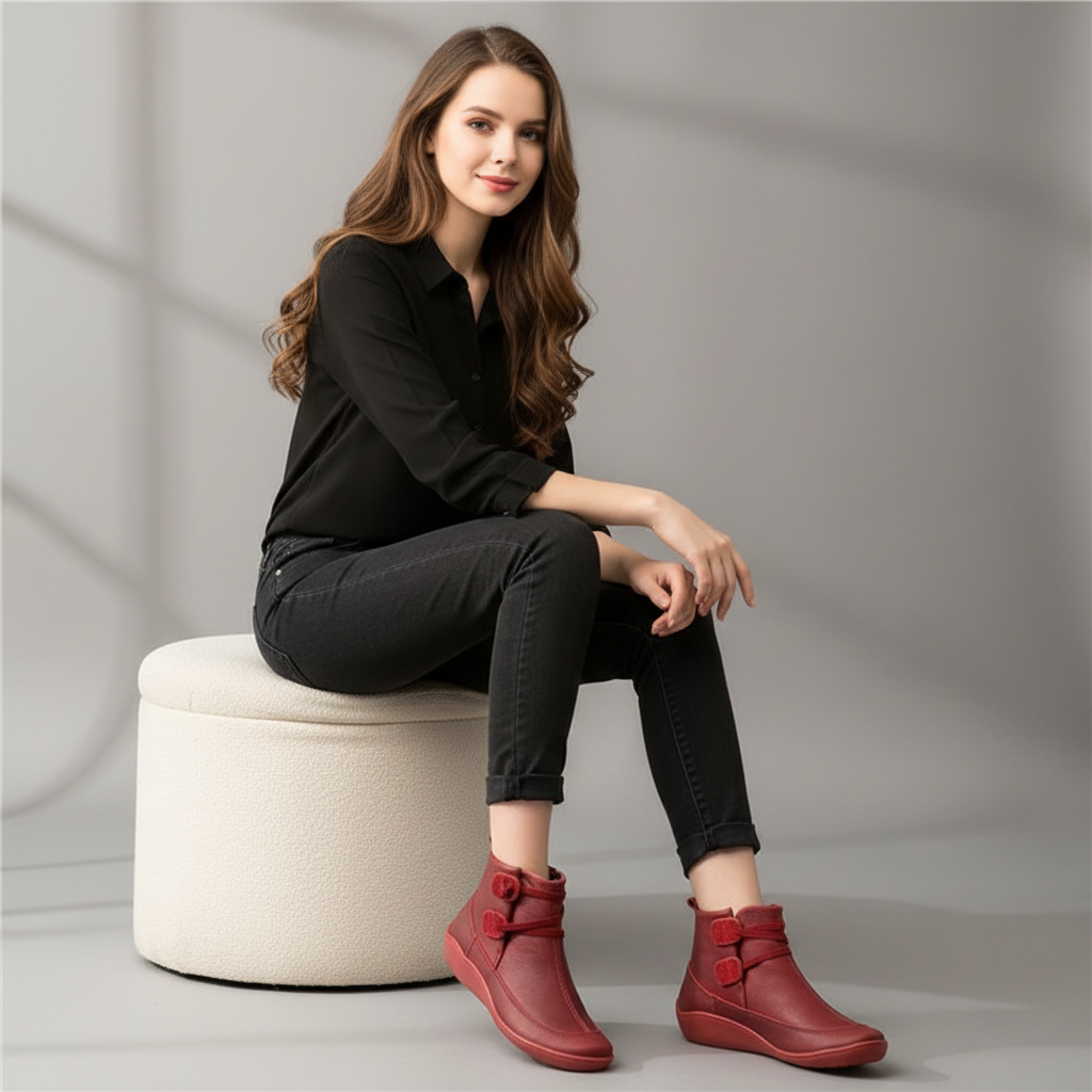 Waterdichte dames enkellaarzen met warme voering en antislip zool