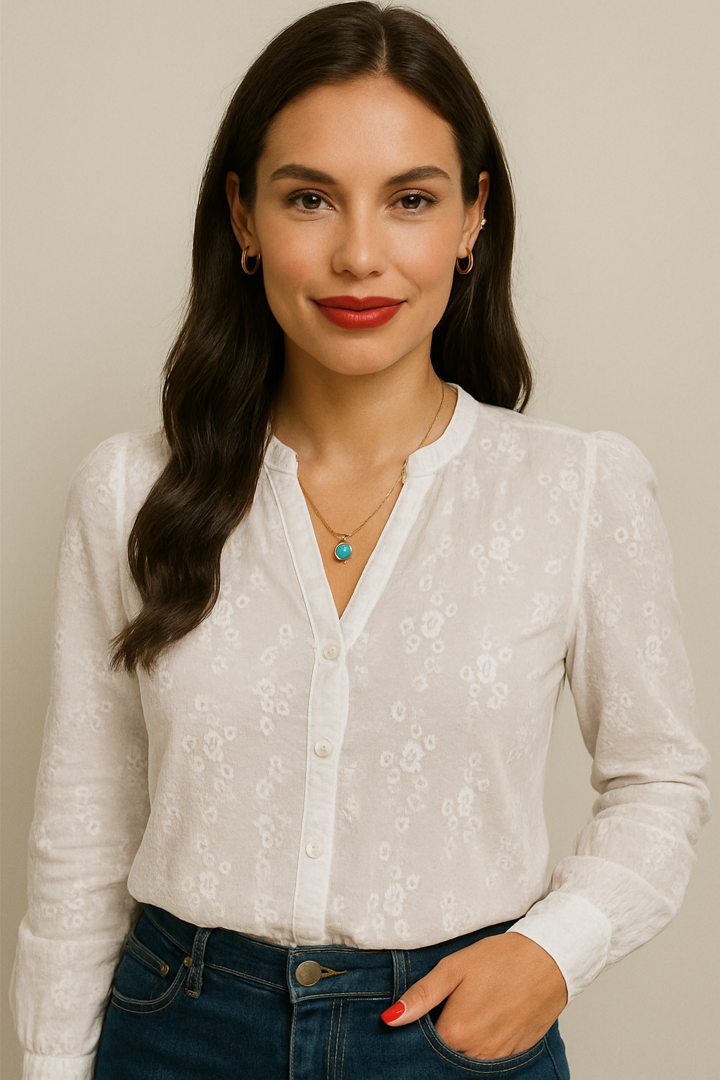 Celeste – Geborduurde Kanten Dames Blouse