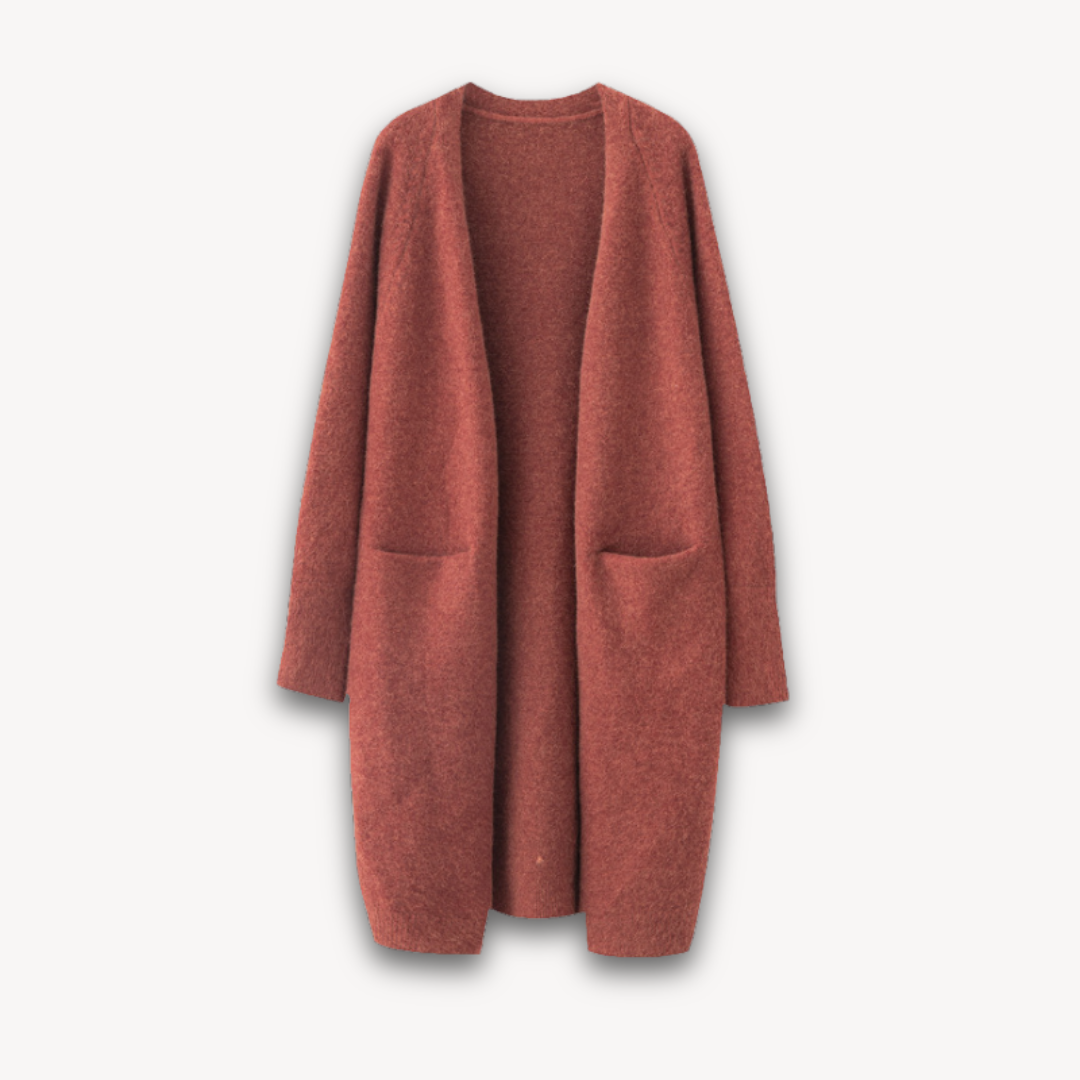 Lang damesvest van kasjmier, zacht en elegant voor dagelijks comfort