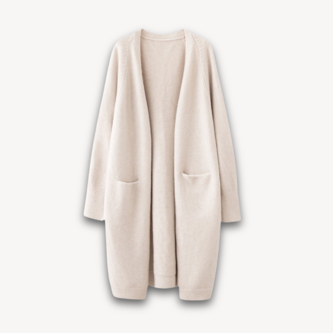Lang damesvest van kasjmier, zacht en elegant voor dagelijks comfort
