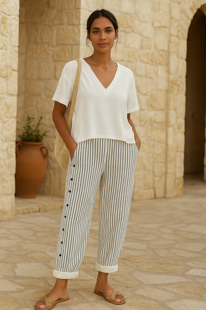 Mila – Gestreepte Casual Broek