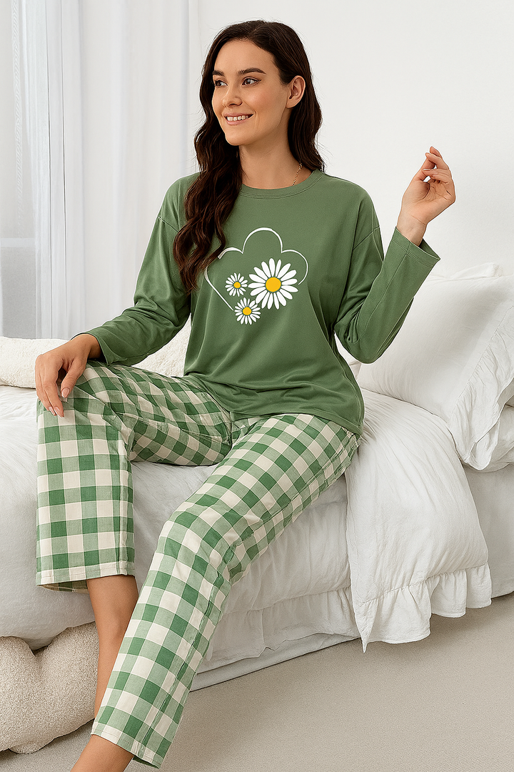 Noelia – Bloemenprint Lounge Set met Lange Mouwen