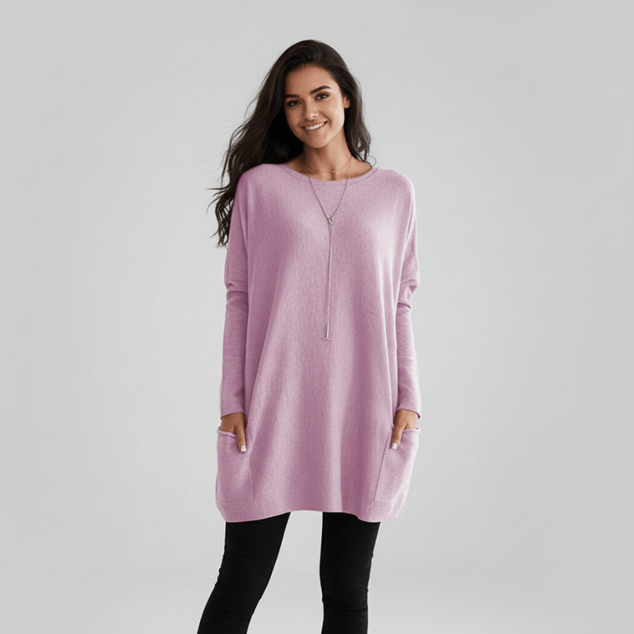 Comfortabele damestrui met zakken van zachte gebreide stof