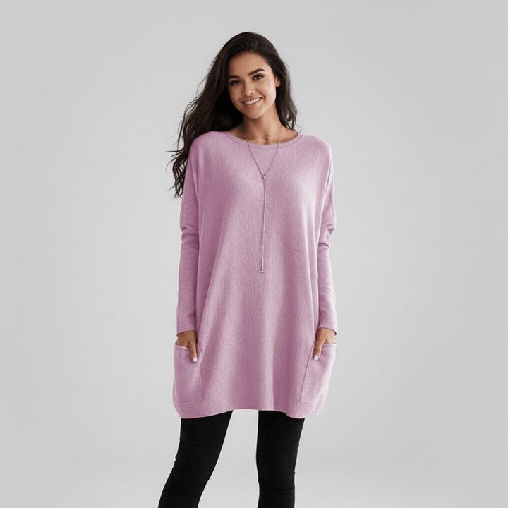 Comfortabele damestrui met zakken van zachte gebreide stof