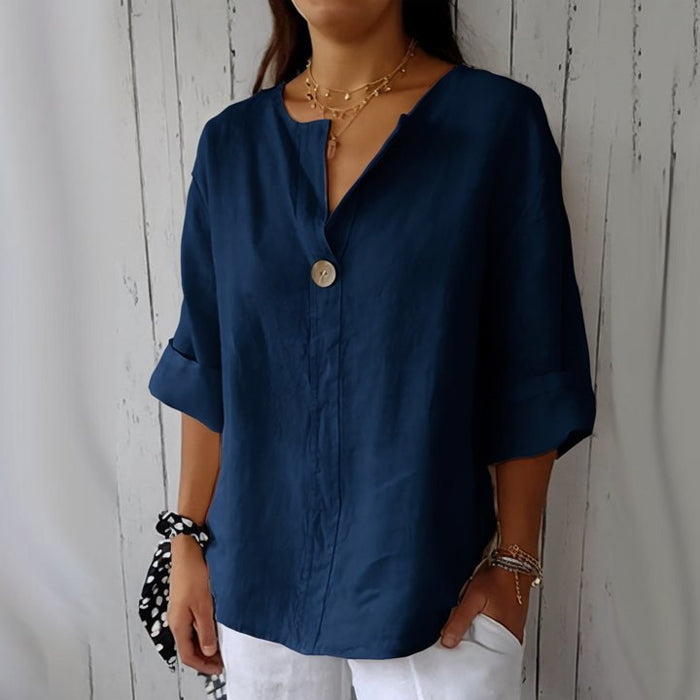 Elegante damesblouse met V-hals en comfortabele pasvorm