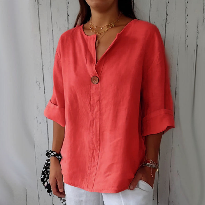 Elegante damesblouse met V-hals en comfortabele pasvorm