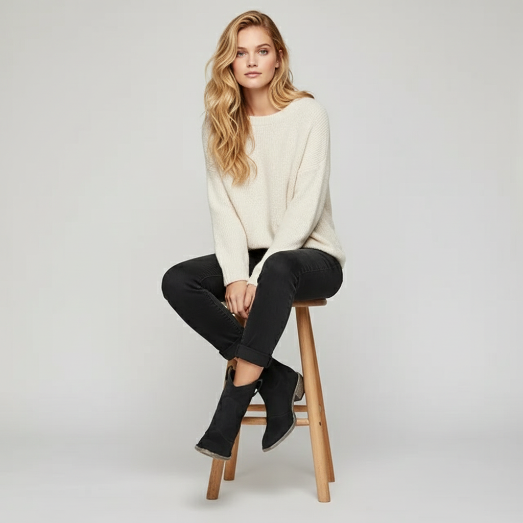 Dames cowboy enkellaarzen in vintage stijl met robuuste zool