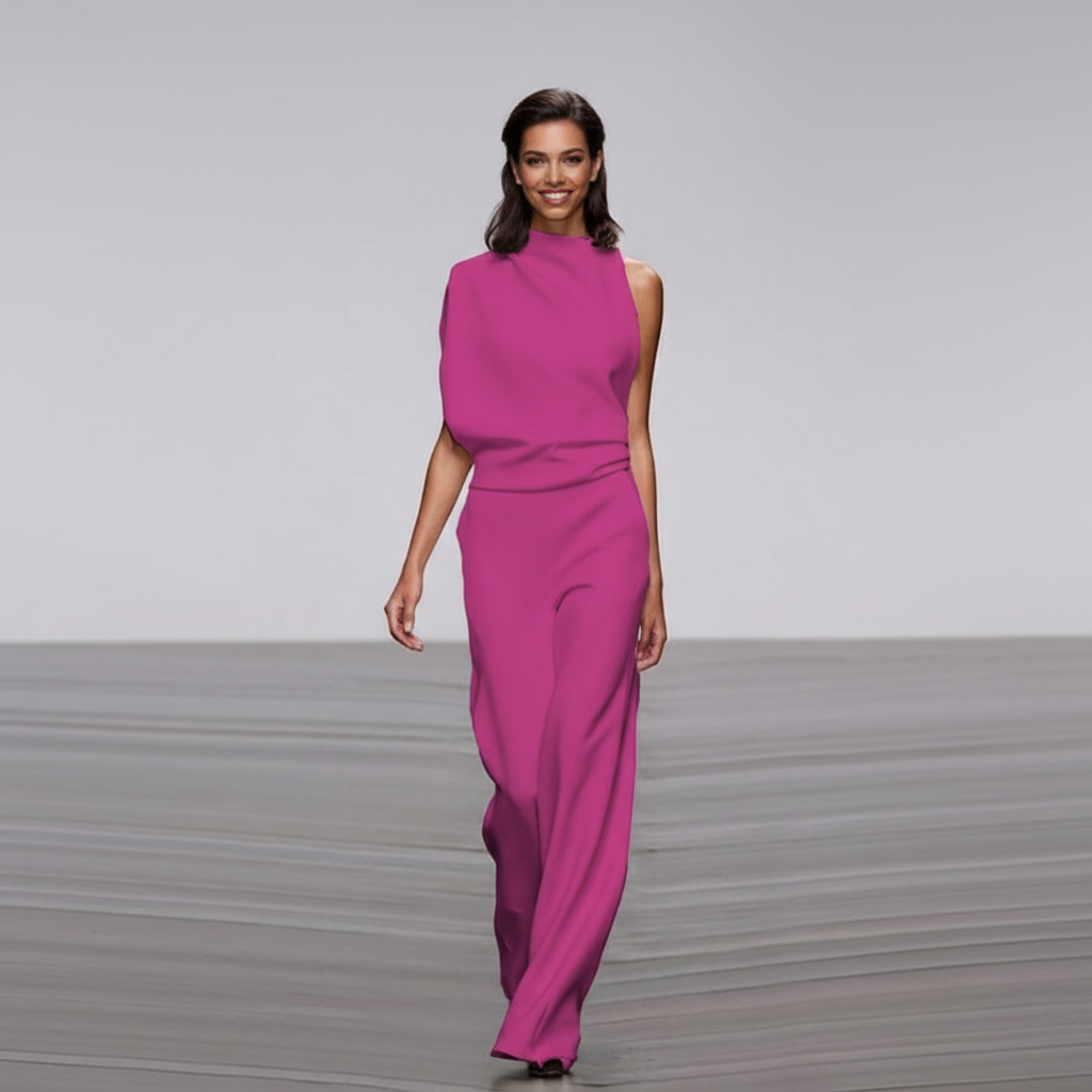 Elegante mouwloze dames jumpsuit met wijde pijpen