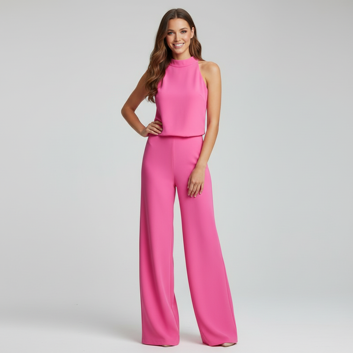 Elegante mouwloze dames jumpsuit met wijde pijpen