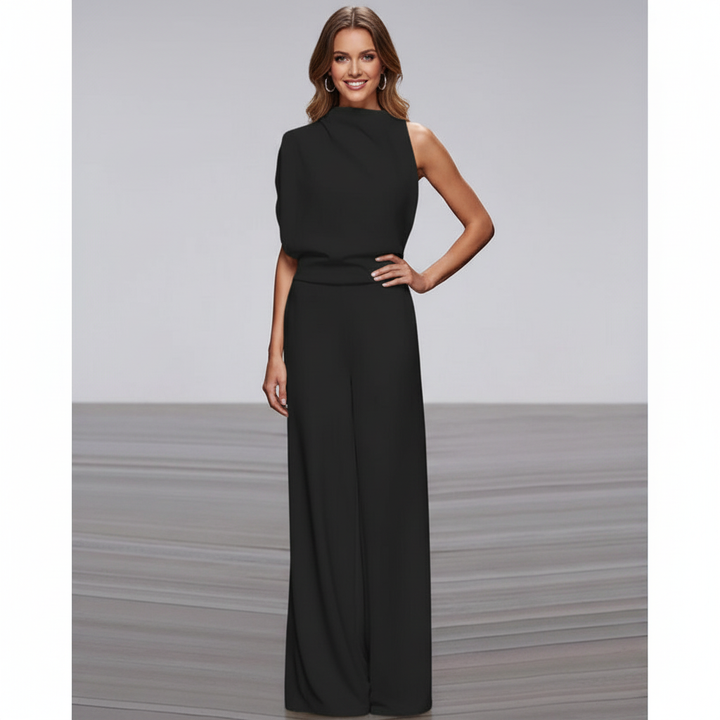 Elegante mouwloze dames jumpsuit met wijde pijpen