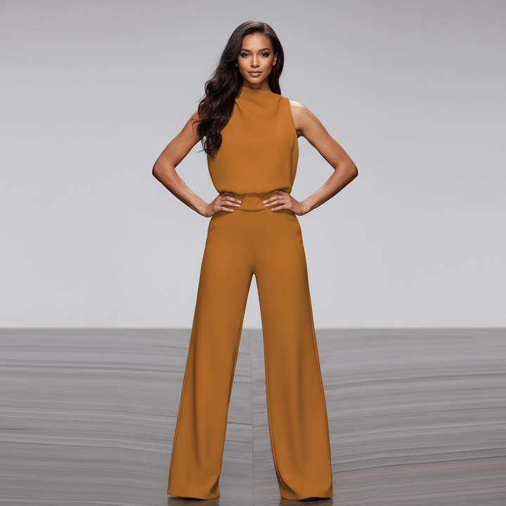 Elegante mouwloze dames jumpsuit met wijde pijpen