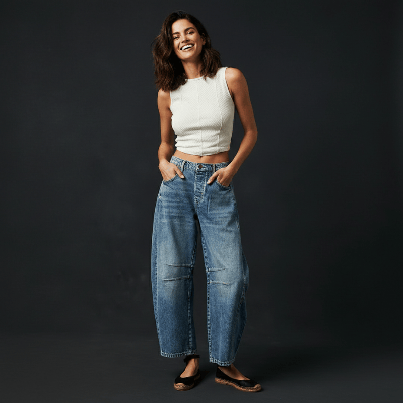 Celeste damesjeans met middelhoge taille van Lenoriva – elegante jeans met comfortabele stretchpasvorm