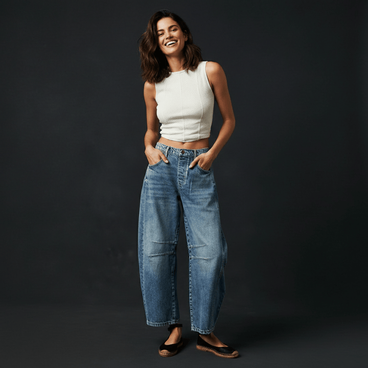 Celeste damesjeans met middelhoge taille van Lenoriva – elegante jeans met comfortabele stretchpasvorm