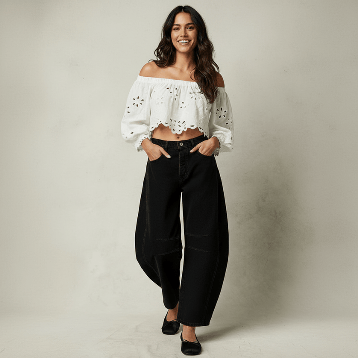 Celeste damesjeans met middelhoge taille van Lenoriva – elegante jeans met comfortabele stretchpasvorm