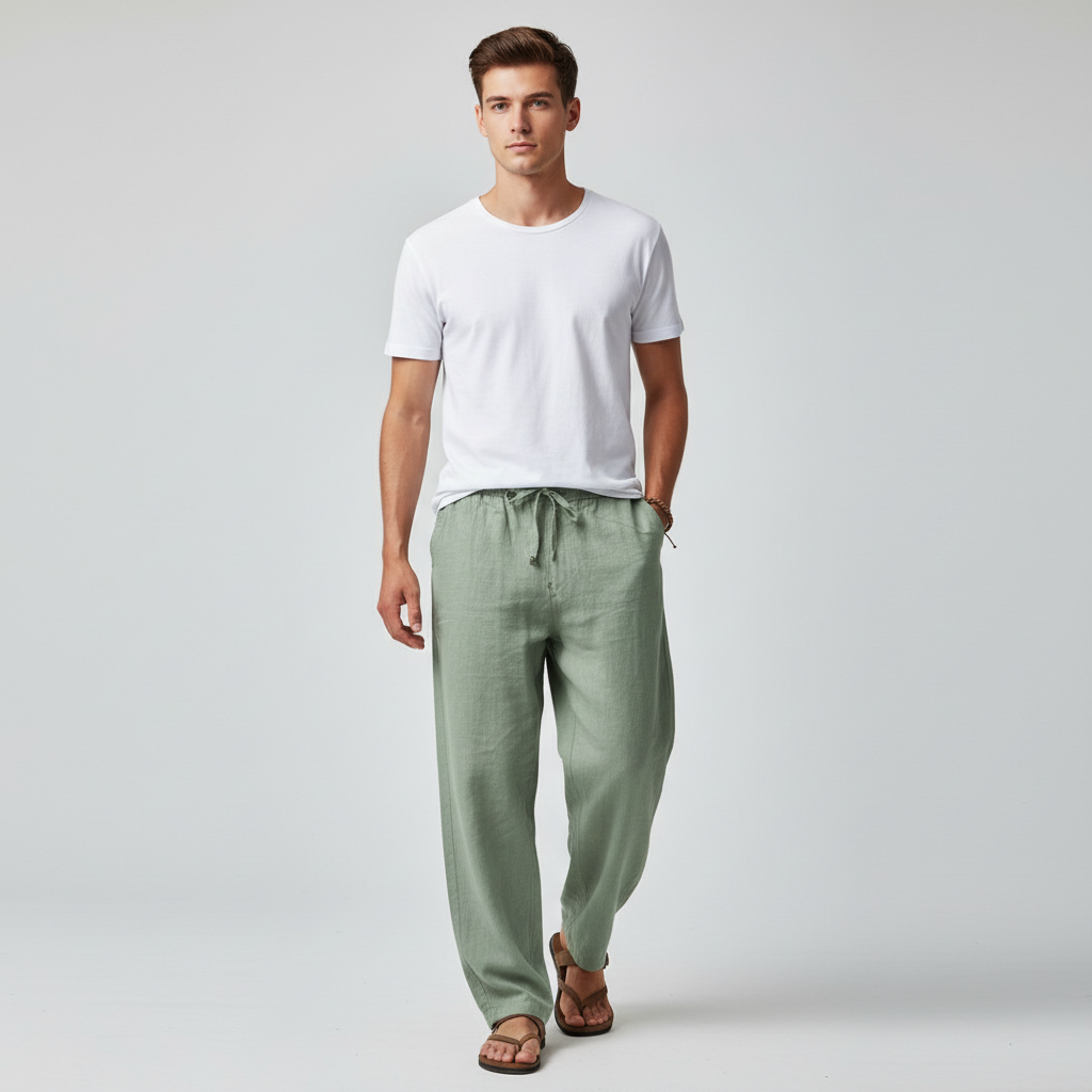 Linnen strandbroek voor heren, lichtgewicht en comfortabel voor zomerse dagen
