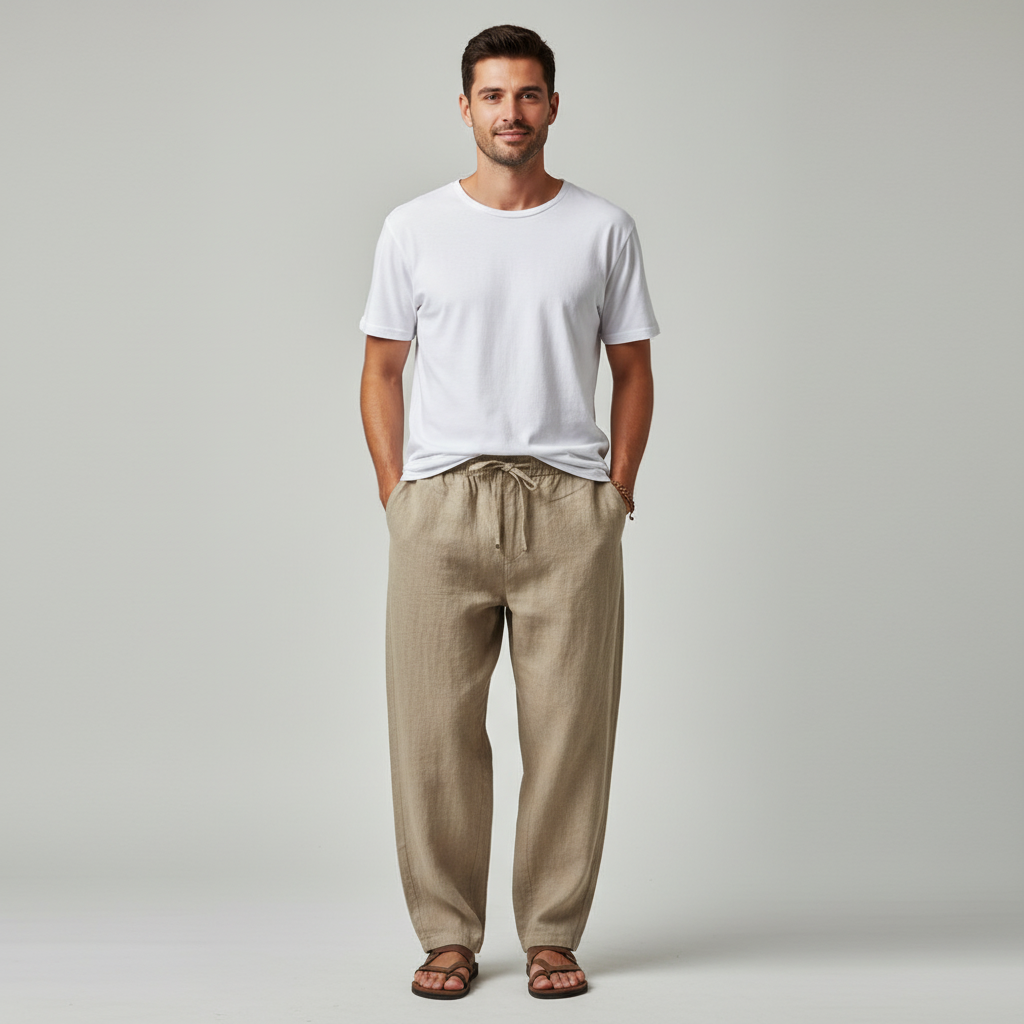 Linnen strandbroek voor heren, lichtgewicht en comfortabel voor zomerse dagen