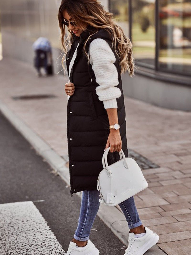 Lange dames bodywarmer in trendy en warme stijl