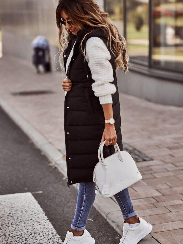 Lange dames bodywarmer in trendy en warme stijl