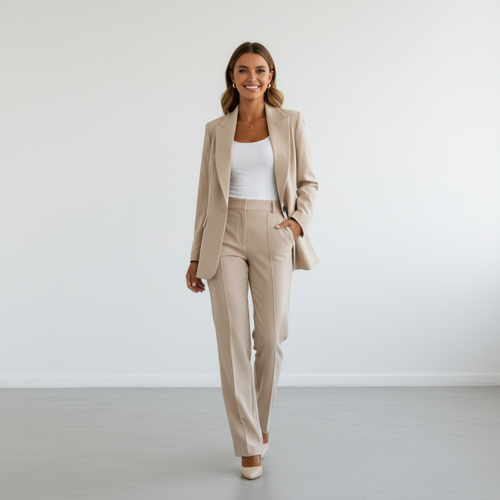 Margaux elegante blazerset voor dames van Lenoriva – stijlvolle set met blazer en broek, luxe afwerking en moderne pasvorm