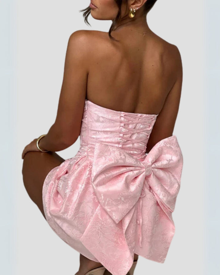 Ysara – Strapless Mini Jurk Met Strikdetail