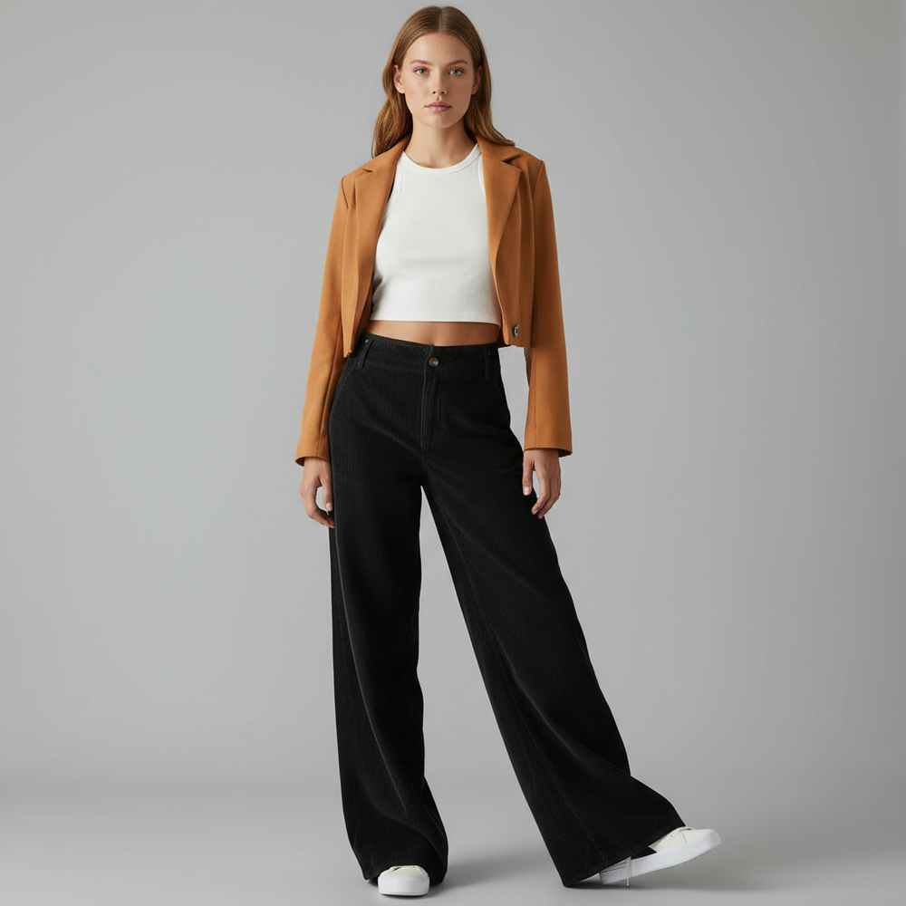 Elise elegante wijde broek voor dames van Lenoriva – chique damesbroek met hoge taille