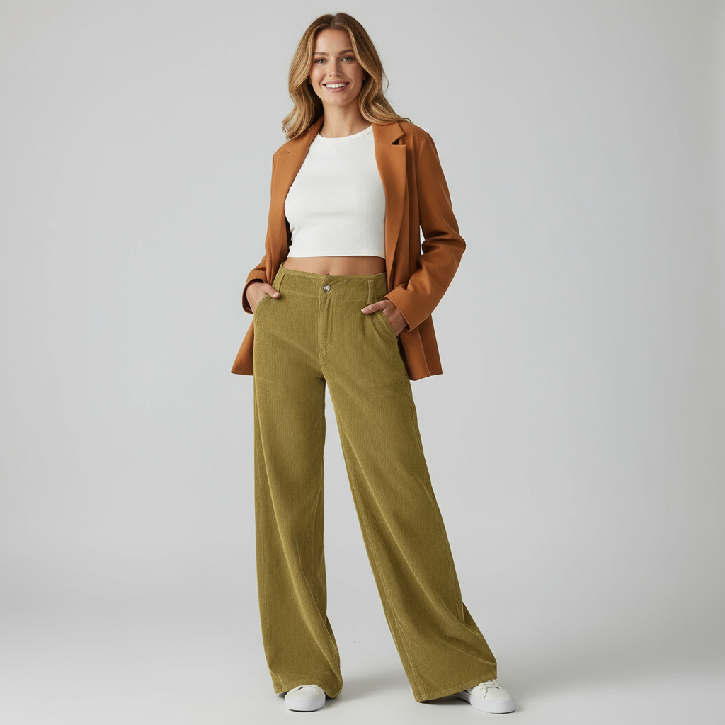 Elise elegante wijde broek voor dames van Lenoriva – chique damesbroek met hoge taille