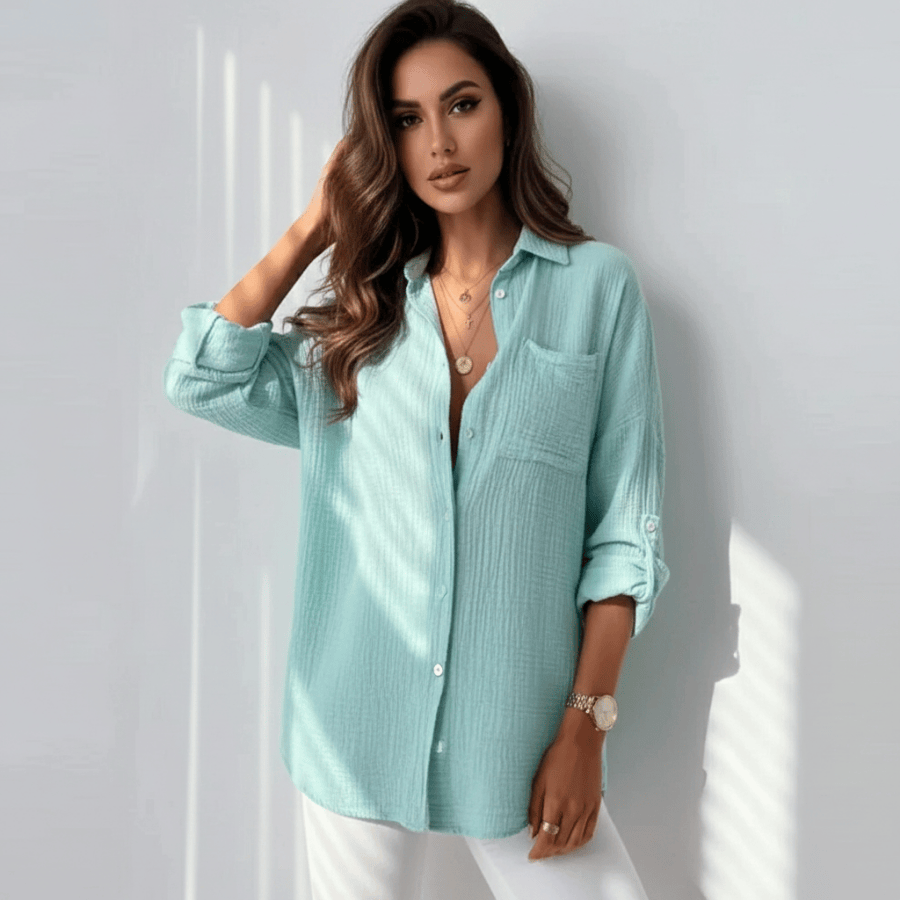 Stijlvolle damesblouse met klassieke kraag en elegante pasvorm