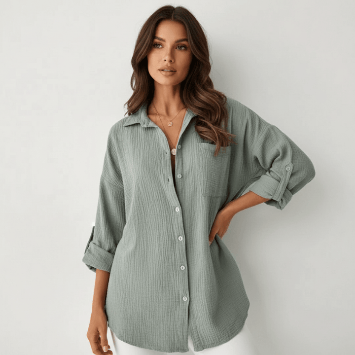 Stijlvolle damesblouse met klassieke kraag en elegante pasvorm