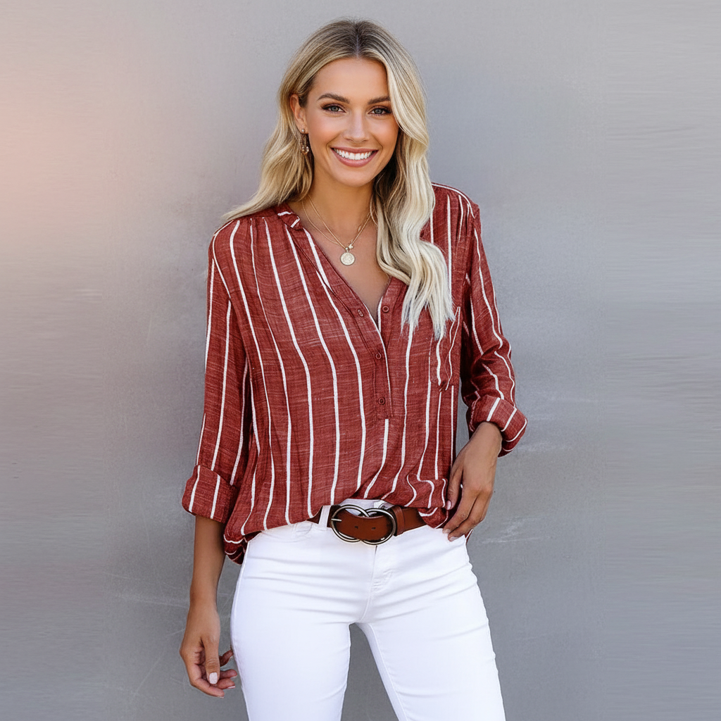 Gestreept dames shirt met zachte stof en casual elegante pasvorm