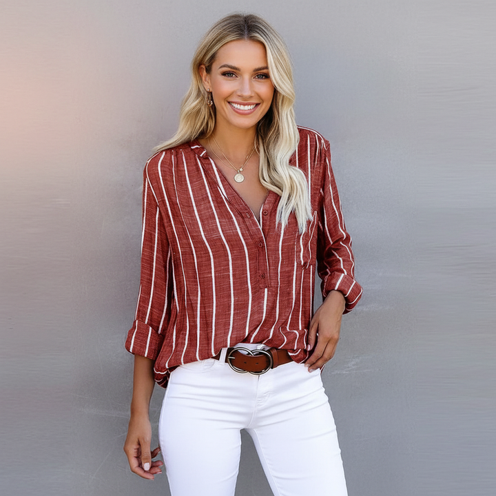 Gestreept dames shirt met zachte stof en casual elegante pasvorm