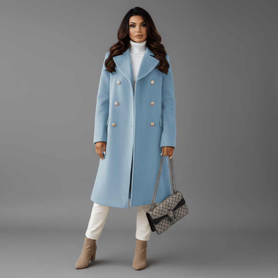 Dames jas met dubbele rij knopen en elegante pasvorm