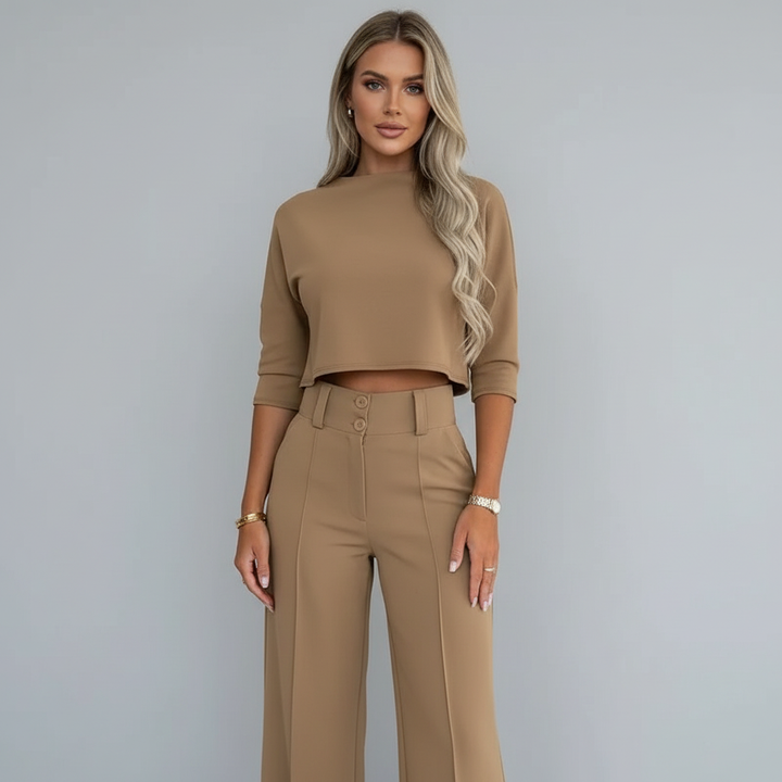 Elegante dames set met wijde broek en comfortabele pasvorm