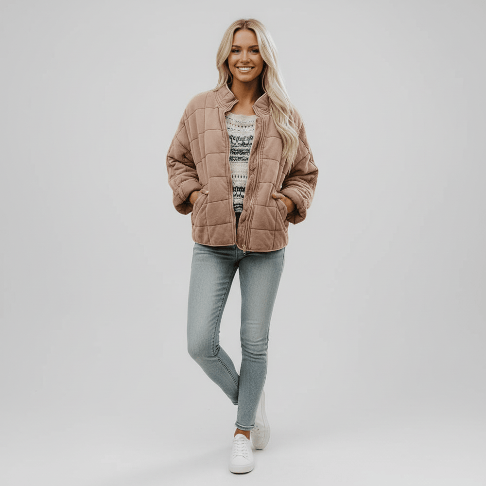 Gewatteerde damesjas met stijlvolle pasvorm en warme, lichte voering