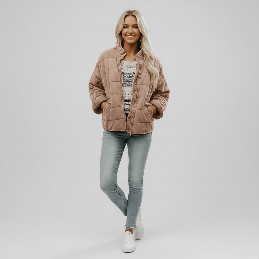 Gewatteerde damesjas met stijlvolle pasvorm en warme, lichte voering