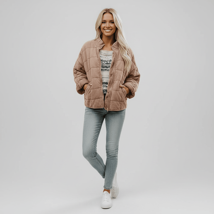 Gewatteerde damesjas met stijlvolle pasvorm en warme, lichte voering