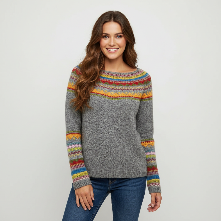 Zachte vintage gebreide damestrui met tijdloze retrostijl