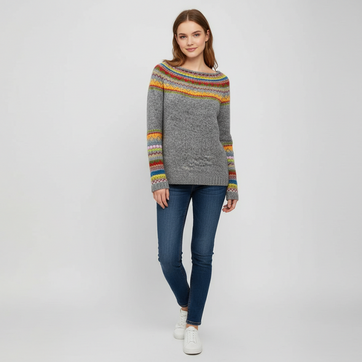 Zachte vintage gebreide damestrui met tijdloze retrostijl