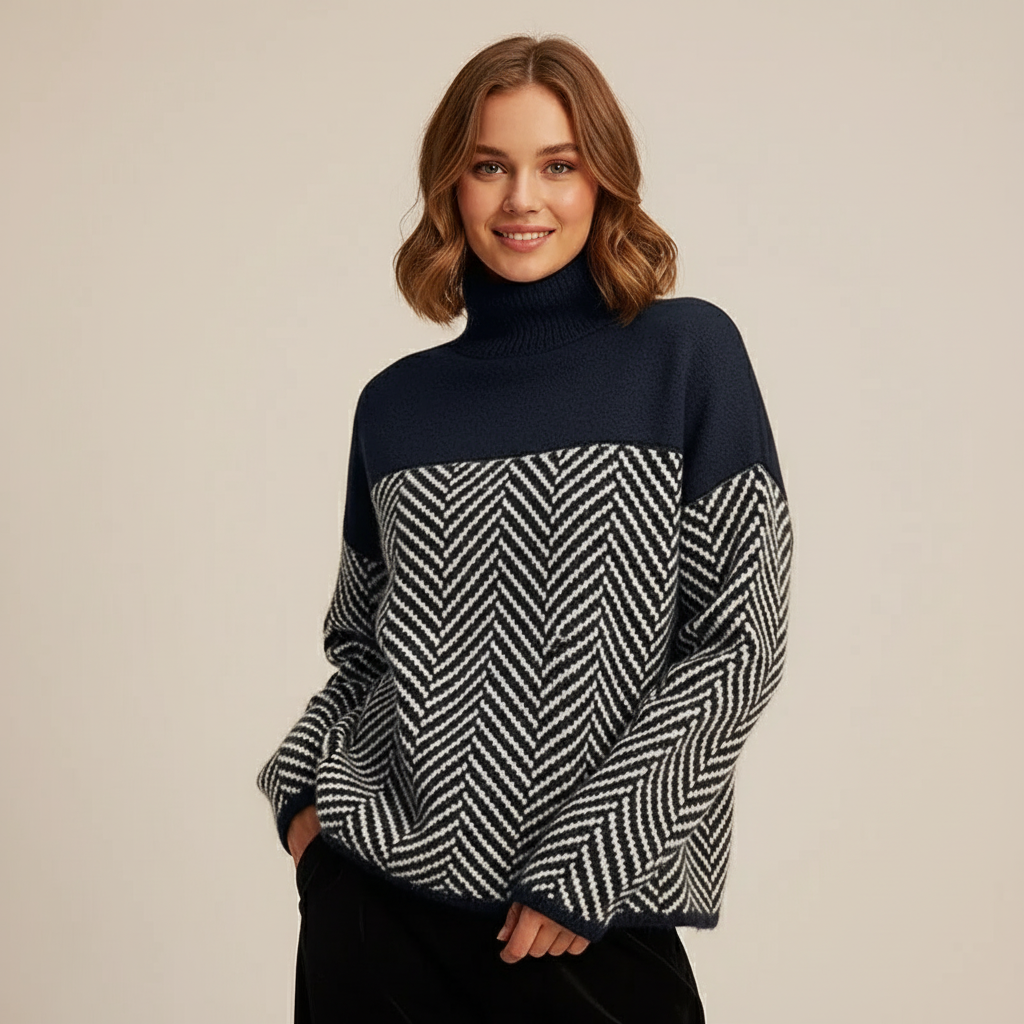 Zachte stijlvolle damestrui met moderne cozy uitstraling