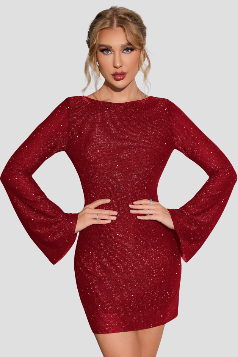 Aurelia – Glitter Maxi Jurk Met Open Rug