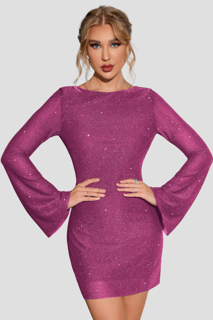 Aurelia – Glitter Maxi Jurk Met Open Rug