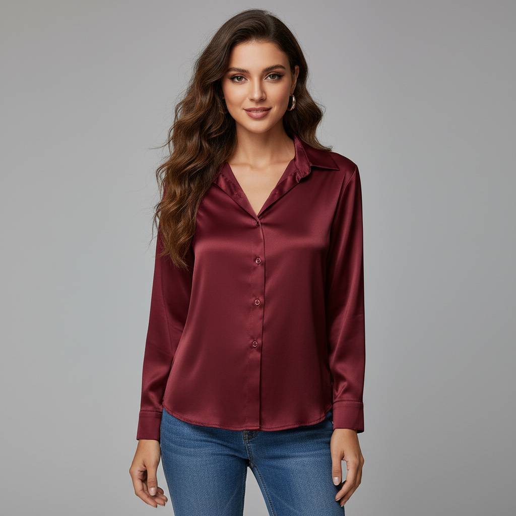 Dames satijnen blouse in luxe en elegante stijl