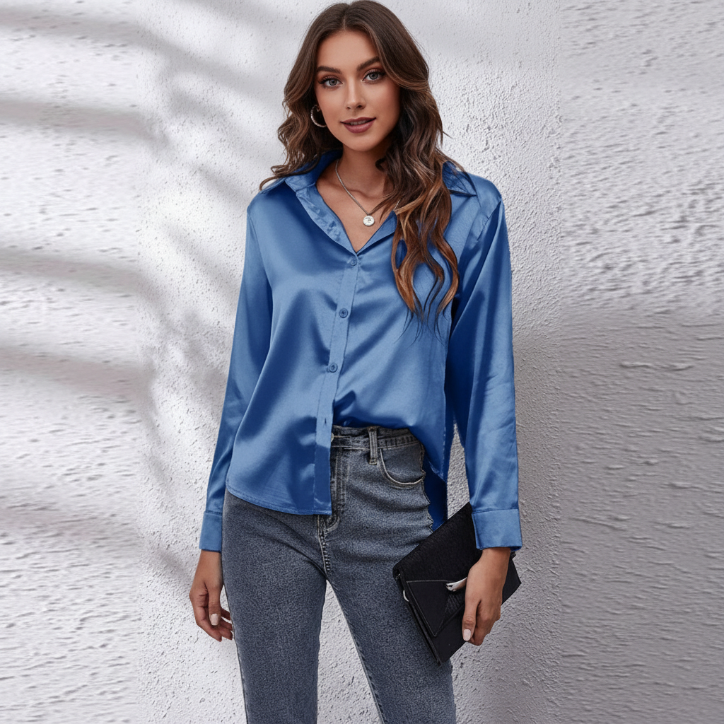 Dames satijnen blouse in luxe en elegante stijl
