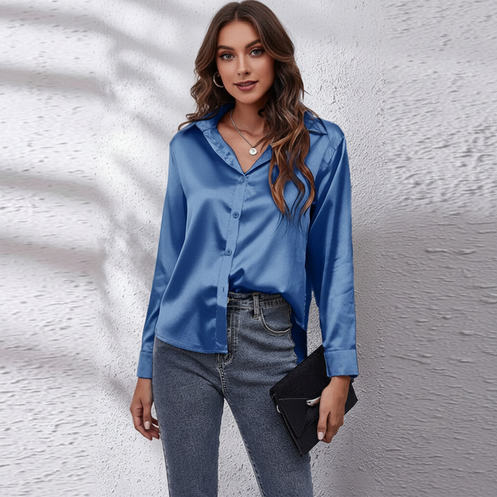Dames satijnen blouse in luxe en elegante stijl