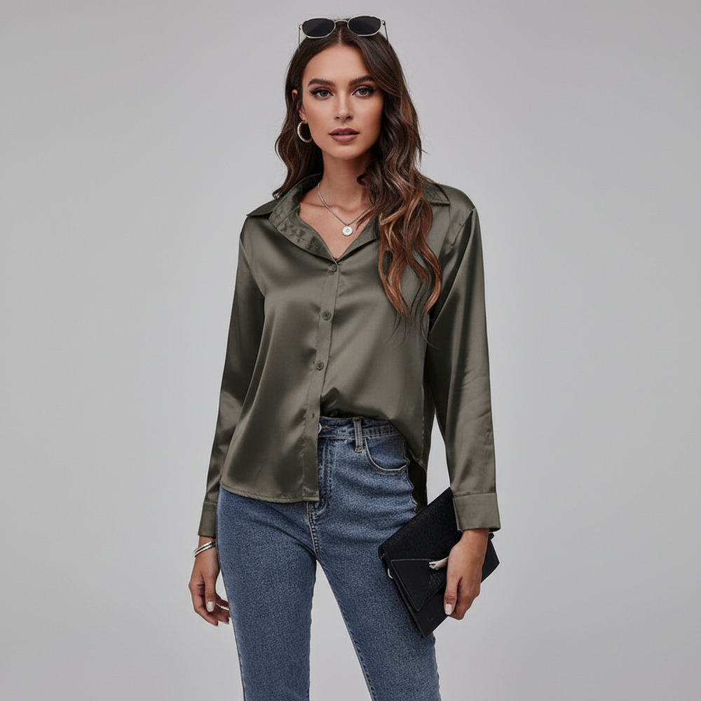 Dames satijnen blouse in luxe en elegante stijl