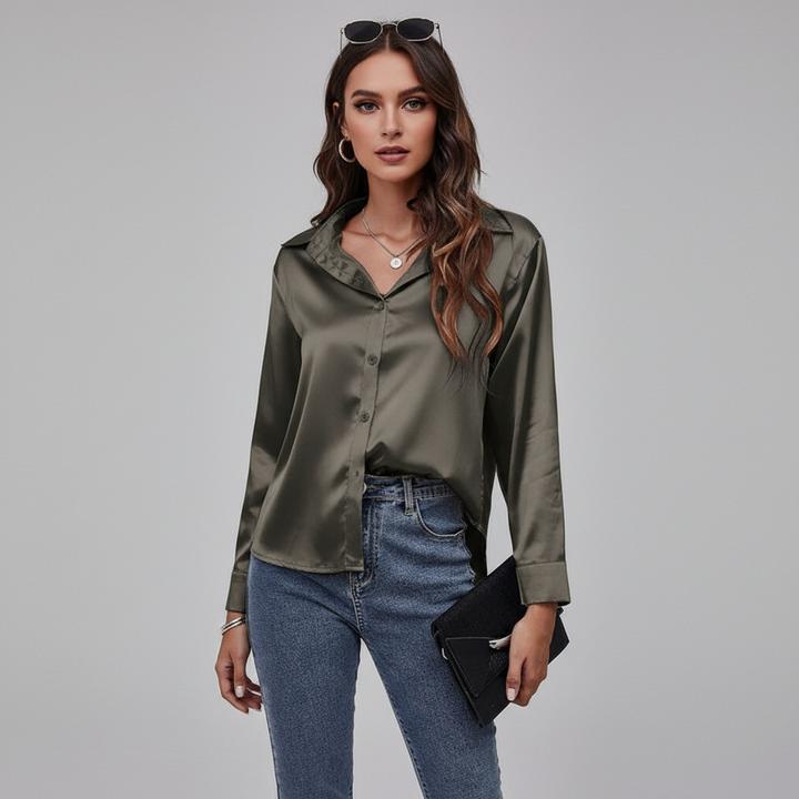 Dames satijnen blouse in luxe en elegante stijl
