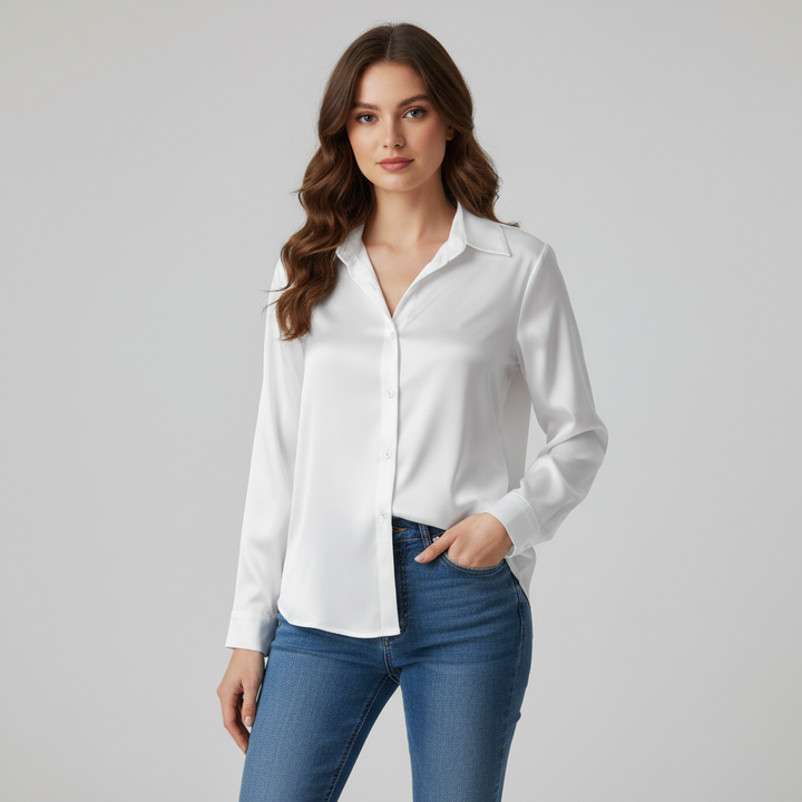 Dames satijnen blouse in luxe en elegante stijl