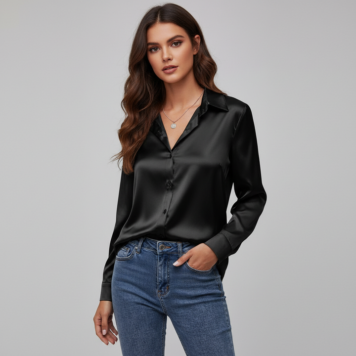 Dames satijnen blouse in luxe en elegante stijl