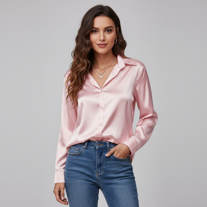 Dames satijnen blouse in luxe en elegante stijl