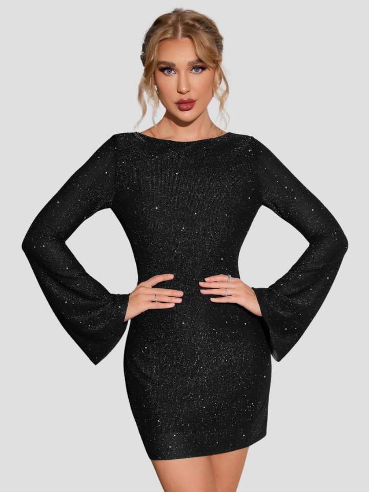 Aurelia – Glitter Maxi Jurk Met Open Rug